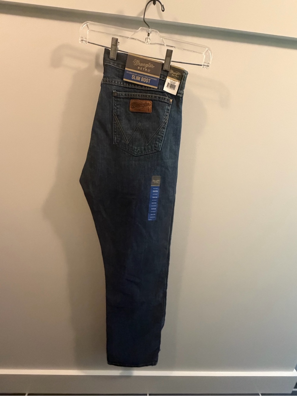 Wrangler Men’s Slim Boot Retro Jeans - Dark Blue Denim - 34x36 - * NEW W/ tags